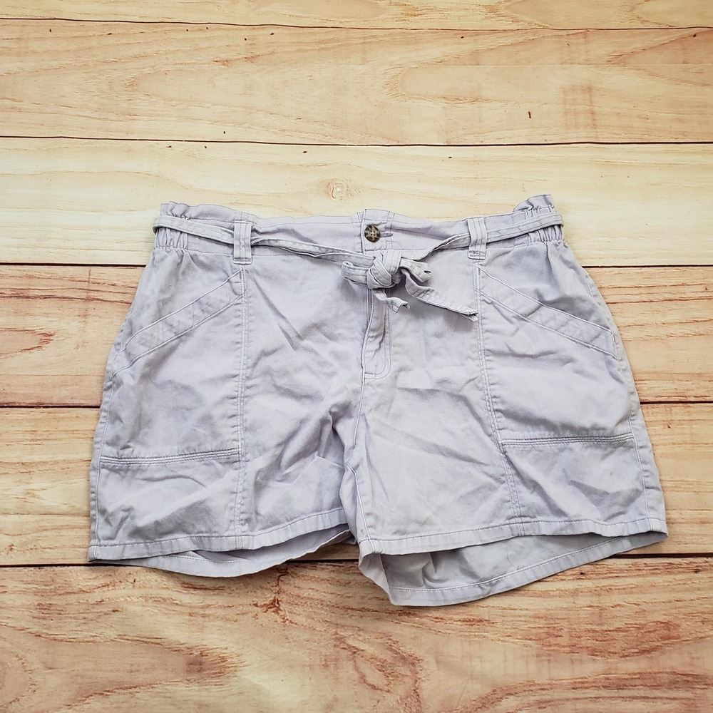 Old Navy Shorts Womens Large Lavender Belted Tie Waist Utility Pockets Cotton